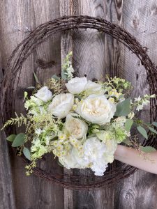 white wedding florals